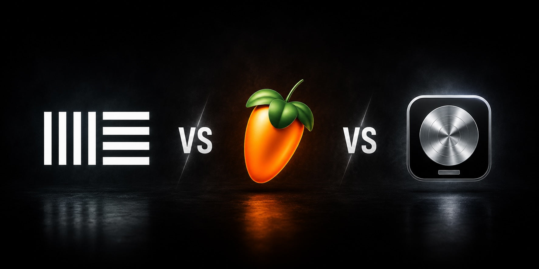 Ableton, FL Studio and Logic pro logos are shown in contention with each other.